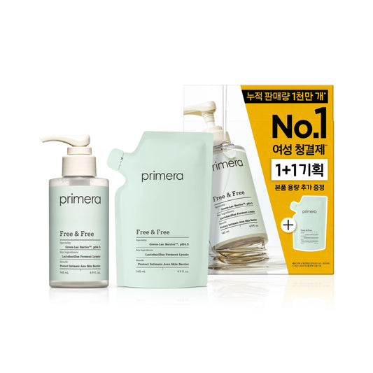 [primera] Free & Free Intimate Cleansing Gel Mild pH 4.5 Set 145ml + 145ml Refill