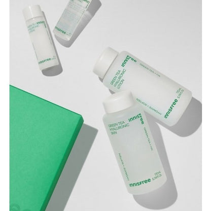 [Innisfree] Green Tea Hyaluronic Skin Care Set – Refreshing Hydration Finish (4-Piece Set)