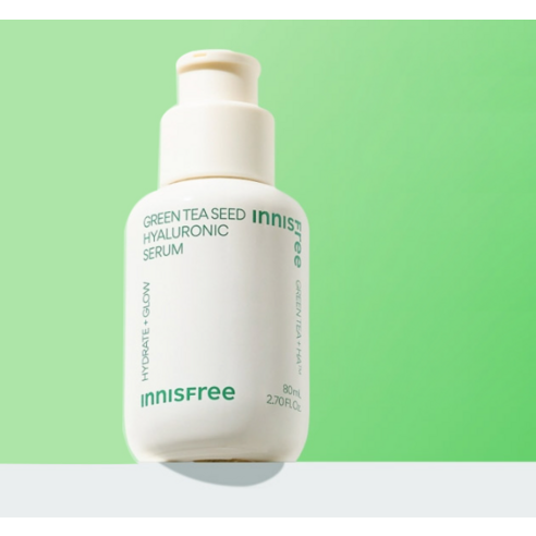 [Innisfree] Green Tea Seed Hyaluronic Serum Set with Fresh Dewy Hydration | 80ml + 10ml