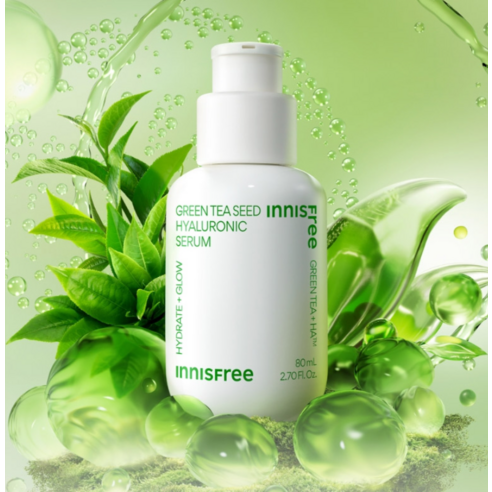 [Innisfree] Green Tea Seed Hyaluronic Serum Set with Fresh Dewy Hydration | 80ml + 10ml