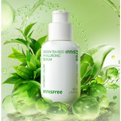 [Innisfree] Green Tea Seed Hyaluronic Serum Set with Fresh Dewy Hydration | 80ml + 10ml