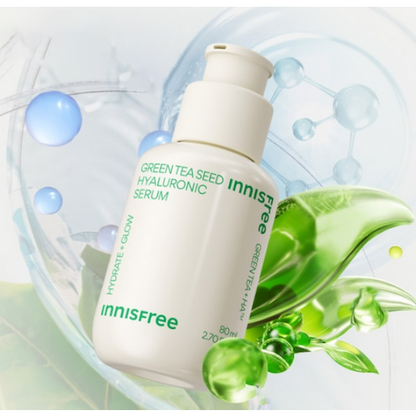 [Innisfree] Green Tea Seed Hyaluronic Serum Set with Fresh Dewy Hydration | 80ml + 10ml