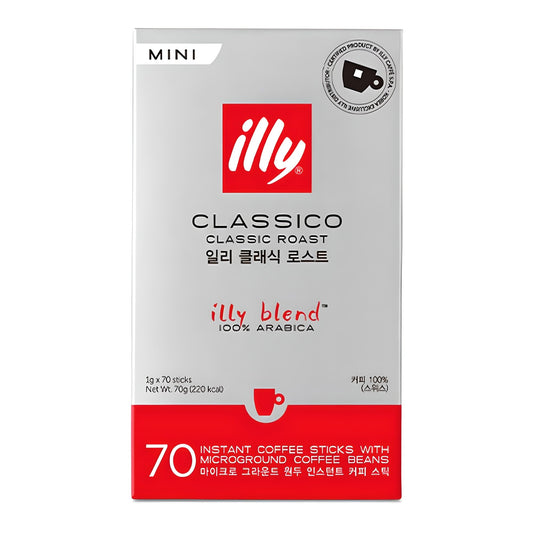 [illy] Classico Instant Coffee Sticks with Microground Arabica Beans | Classic Roast Aroma | 70 Sticks | GlowLab