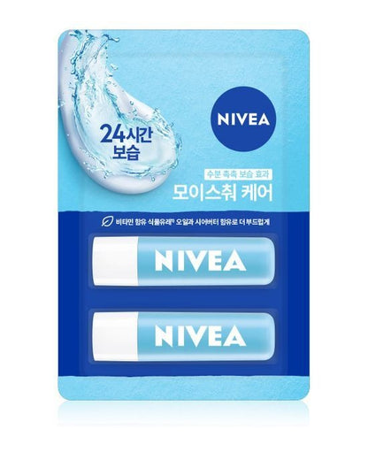 [NIVEA] Moisture Care Lip Balm – Soft Hydrating Finish – 4.8g x 2