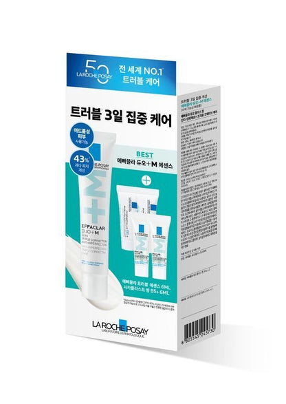 [La Roche-Posay] Effaclar Duo+M Essence Set | 40ml + Mini Duo 3ml×2 + Cicaplast Balm 3ml×2 | Clarifying & Hydrating Care