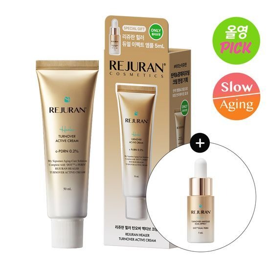 [Rejuran] Healer Turnover Active Cream (50ml + Dual Effect 8ml) | Advanced Anti-Aging DNA Repair Moisturizer