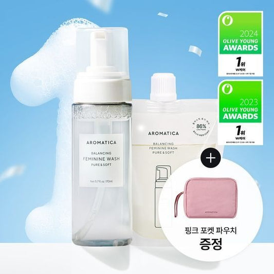 [Aromatica] Pure & Soft Feminine Wash 170ml | Gentle Daily & Refreshing Care (3 Types – Duo / Refill)