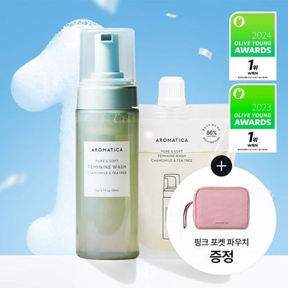 [Aromatica] Pure & Soft Feminine Wash 170ml | Gentle Daily & Refreshing Care (3 Types – Duo / Refill)