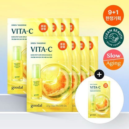 [Goodal] Green Tangerine Vita-C Serum Mask Alpha | 9+1 Sheets | Radiant & Hydrating Facial Mask | GlowLab