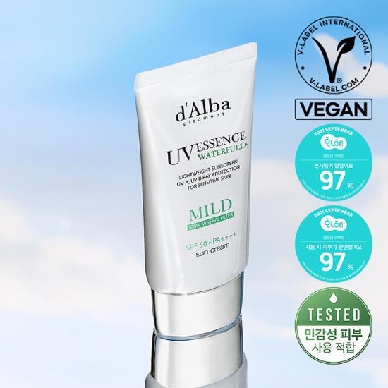 [d’Alba] Waterfull Mild Sun Cream SPF50+ PA++++ | Lightweight Vegan Daily Sunscreen 50 ml