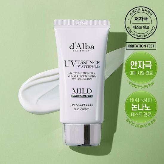 [d’Alba] Waterfull Mild Sun Cream SPF50+ PA++++ | Lightweight Vegan Daily Sunscreen 50 ml