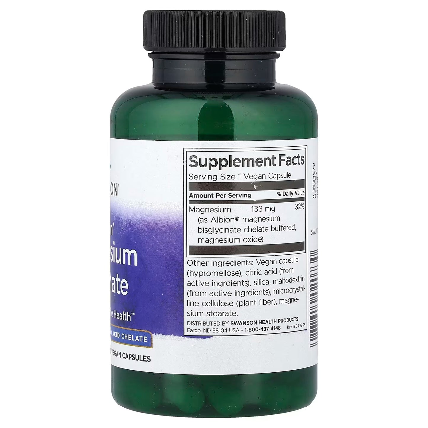 [Swanson] Magnesium Glycinate Albion Amino Acid Chelate | Dietary Supplement | 90 Vegan Capsules | GlowLab