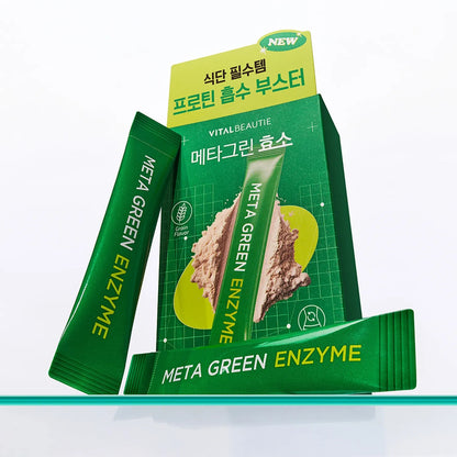 [VITALBEAUTIE] Meta Green Enzyme | Light Plant-Based Powder with Natural Taste | 14 Sticks + 2 Bonus