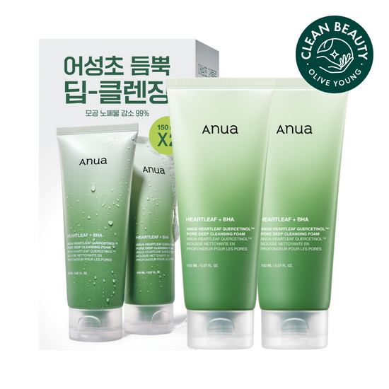 [Anua] Heartleaf Quercetinol Pore Deep Cleansing Foam 150ml 2-Pack by oliveYoung